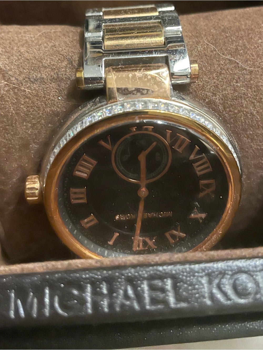 Michael Kors Black Dial Two-Tone Gold & Silver Bracelet Watch